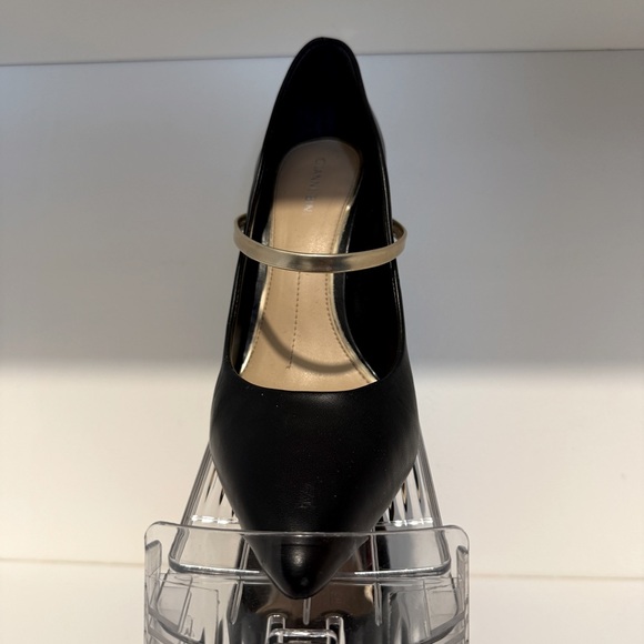 Gianni Bini 4” Leather Heels with Gold Attached Strap - Picture 3 of 3